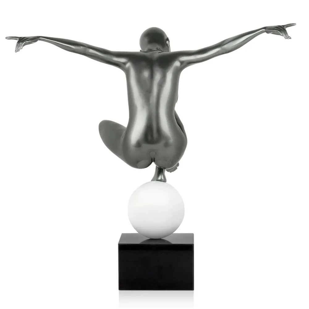 Statues & Sculptures Figurative|Table Top-Orbital Dance 45cm Anthracite Resin Indoor Sculpture