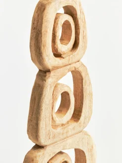 Statues & Sculptures Table Top|Abstract-Orbital Elegance 57cm Wood Indoor Sculpture