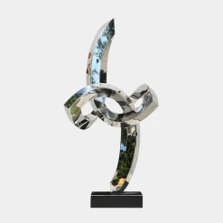 Statues & Sculptures Table Top|Floor Standing-Orbital Shift 96cm Silver Metal Indoor Sculpture