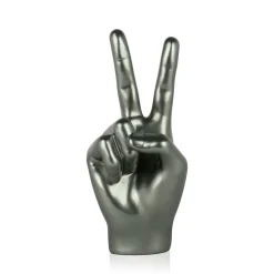 Statues & Sculptures Table Top|Contemporary-Peace Hand 28cm Anthracite Resin Indoor Sculpture
