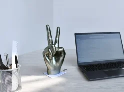 Statues & Sculptures Table Top|Contemporary-Peace Hand 28cm Anthracite Resin Indoor Sculpture