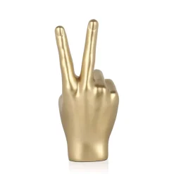Statues & Sculptures Table Top|Contemporary-Peace Hand 28cm Gold Resin Indoor Sculpture