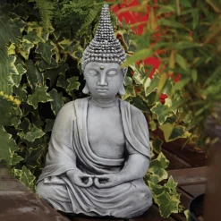 Statues & Sculptures Buddha-Pearl Hat Thai Stone Buddha Garden Ornament