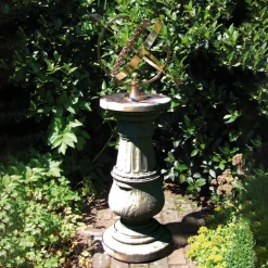 Statues & Sculptures Armillary Sundials-Pedestal Armillary 133cm Stone Garden Sundial