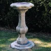 Statues & Sculptures Bird Baths-Pedestal Ornate Stone Garden Birdbath