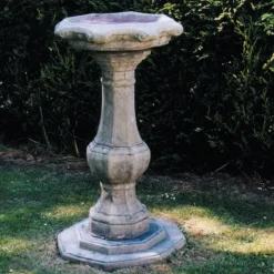 Statues & Sculptures Bird Baths-Pedestal Ornate Stone Garden Birdbath