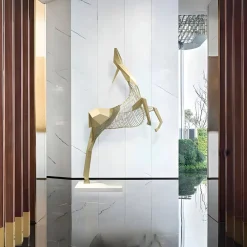 Statues & Sculptures Giant|Floor Standing-Phantom Deer 200cm Gold Metal Garden Sculpture