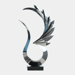 Statues & Sculptures Floor Standing|Abstract-Phoenix Inferno 102cm Silver Metal Indoor Sculpture