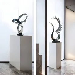 Statues & Sculptures Floor Standing|Abstract-Phoenix Inferno 102cm Silver Metal Indoor Sculpture