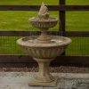 Statues & Sculptures Water Features-Pineapple Two Tier Stone Fountain Garden Water Feature