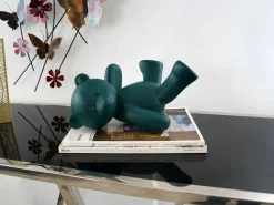 Statues & Sculptures Table Top|Animals-Playful Bear 15cm Green Resin Indoor Sculpture