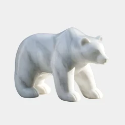 Statues & Sculptures Wildlife|Contemporary-Polar Bear 50cm White Marble Garden Statue v3