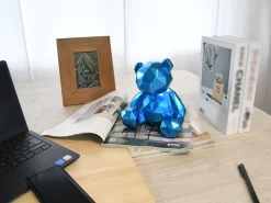 Statues & Sculptures Table Top|Low Poly-Polygon Bear 20cm Blue Resin Indoor Sculpture