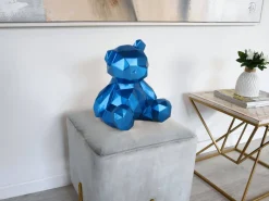 Statues & Sculptures Table Top|Low Poly-Polygon Bear 30cm Blue Resin Indoor Sculpture
