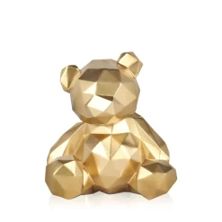 Statues & Sculptures Table Top|Low Poly-Polygon Bear 20cm Gold Resin Indoor Sculpture
