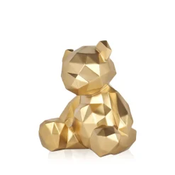 Statues & Sculptures Table Top|Low Poly-Polygon Bear 20cm Gold Resin Indoor Sculpture