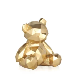 Statues & Sculptures Table Top|Low Poly-Polygon Bear 20cm Gold Resin Indoor Sculpture