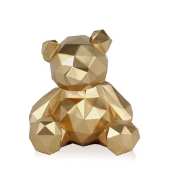 Statues & Sculptures Table Top|Low Poly-Polygon Bear 30cm Gold Resin Indoor Sculpture