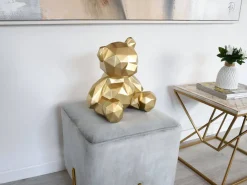 Statues & Sculptures Table Top|Low Poly-Polygon Bear 30cm Gold Resin Indoor Sculpture