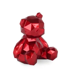 Statues & Sculptures Table Top|Low Poly-Polygon Bear 30cm Red Resin Indoor Sculpture