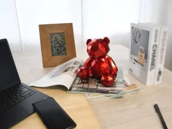 Statues & Sculptures Table Top|Low Poly-Polygon Bear 20cm Red Resin Indoor Sculpture