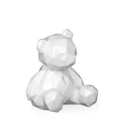Statues & Sculptures Table Top|Low Poly-Polygon Bear 20cm White Resin Indoor Sculpture