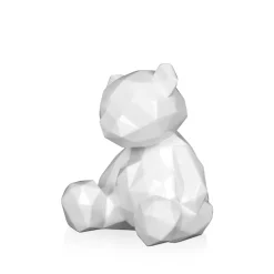Statues & Sculptures Table Top|Low Poly-Polygon Bear 20cm White Resin Indoor Sculpture