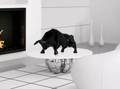 Statues & Sculptures Table Top|Low Poly-Polygon Bull 25cm Black Resin Indoor Sculpture