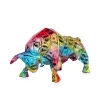Statues & Sculptures Table Top|Low Poly-Polygon Bull 25cm Multicoloured Resin Indoor Sculpture