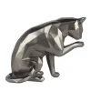 Statues & Sculptures Table Top|Low Poly-Polygon Cat 24cm Anthracite Resin Indoor Sculpture