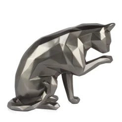 Statues & Sculptures Table Top|Low Poly-Polygon Cat 24cm Anthracite Resin Indoor Sculpture