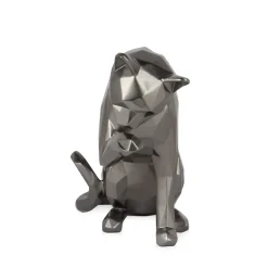 Statues & Sculptures Table Top|Low Poly-Polygon Cat 24cm Anthracite Resin Indoor Sculpture