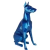 Statues & Sculptures Floor Standing|Low Poly-Polygon Doberman 82cm Blue Resin Indoor Sculpture