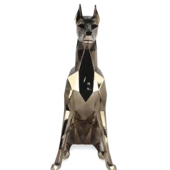 Statues & Sculptures Floor Standing|Low Poly-Polygon Doberman 82cm Gold Resin Indoor Sculpture