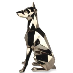Statues & Sculptures Floor Standing|Low Poly-Polygon Doberman 82cm Gold Resin Indoor Sculpture