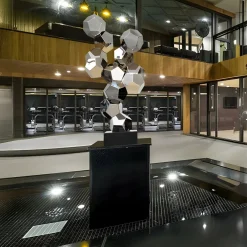 Statues & Sculptures Floor Standing|Low Poly-Polygon Fusion 104cm Silver Metal Indoor Sculpture