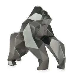 Statues & Sculptures Table Top|Low Poly-Polygon Gorilla 44cm Anthracite Resin Indoor Sculpture
