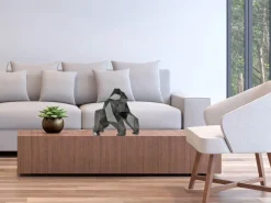 Statues & Sculptures Table Top|Low Poly-Polygon Gorilla 44cm Anthracite Resin Indoor Sculpture