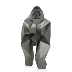 Statues & Sculptures Table Top|Low Poly-Polygon Gorilla 44cm Anthracite Resin Indoor Sculpture