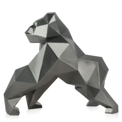 Statues & Sculptures Table Top|Low Poly-Polygon Gorilla 44cm Anthracite Resin Indoor Sculpture