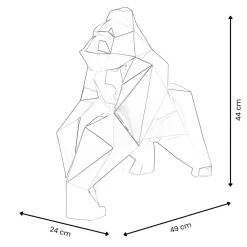 Statues & Sculptures Table Top|Low Poly-Polygon Gorilla 44cm Anthracite Resin Indoor Sculpture