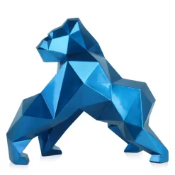 Statues & Sculptures Table Top|Low Poly-Polygon Gorilla 44cm Blue Resin Indoor Sculpture