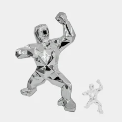 Statues & Sculptures Floor Standing|Animals-Polygon Gorilla 135cm Chrome Resin Indoor Sculpture