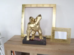 Statues & Sculptures Table Top|Low Poly-Polygon Gorilla 30cm Gold Resin Indoor Sculpture