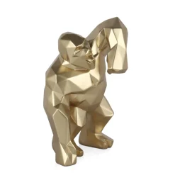 Statues & Sculptures Table Top|Low Poly-Polygon Gorilla 30cm Gold Resin Indoor Sculpture