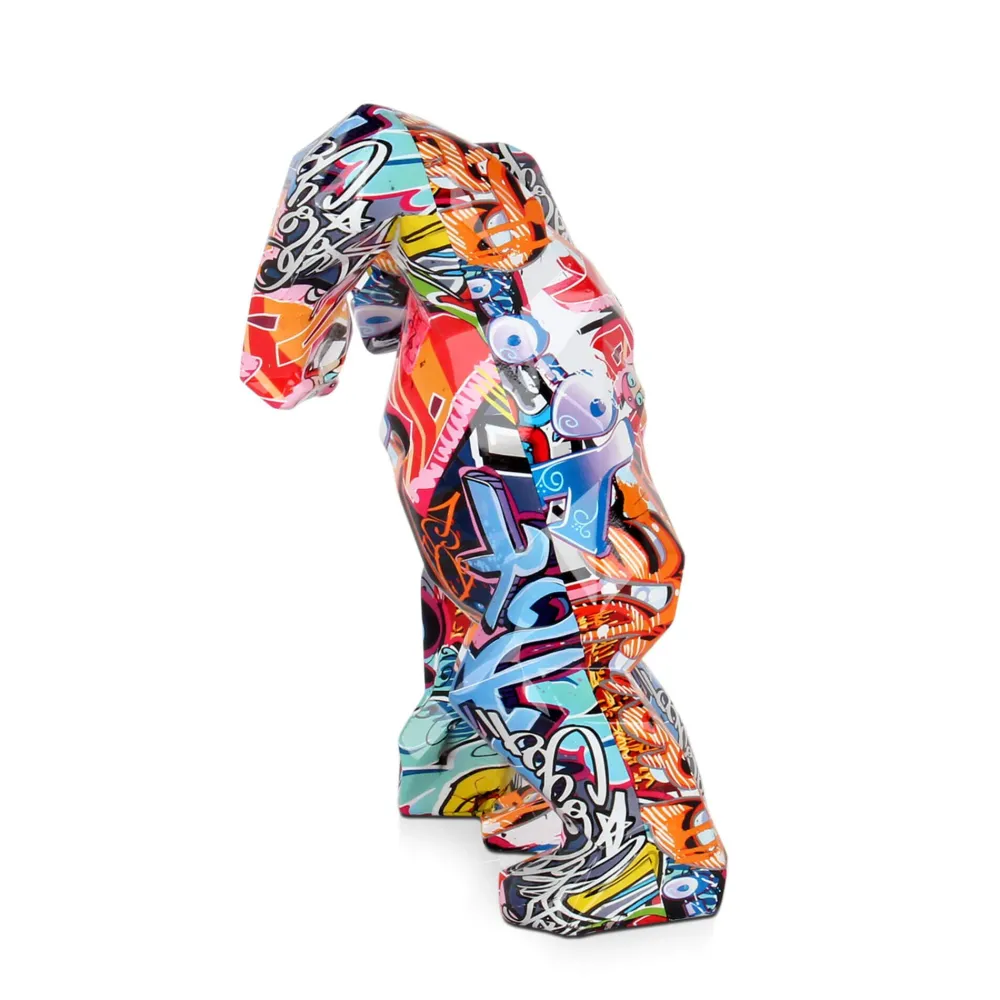 Statues & Sculptures Table Top|Graffiti-Polygon Gorilla 30cm Graffiti Resin Indoor Sculpture