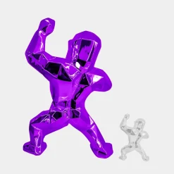 Statues & Sculptures Floor Standing|Animals-Polygon Gorilla 135cm Purple Resin Indoor Sculpture