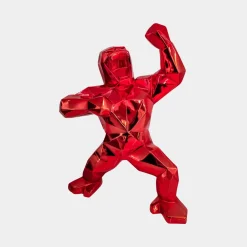 Statues & Sculptures Table Top|Floor Standing-Polygon Gorilla 50cm Red Resin Indoor Sculpture