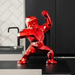 Statues & Sculptures Table Top|Floor Standing-Polygon Gorilla 50cm Red Resin Indoor Sculpture