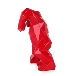 Statues & Sculptures Table Top|Low Poly-Polygon Gorilla 30cm Red Resin Indoor Sculpture